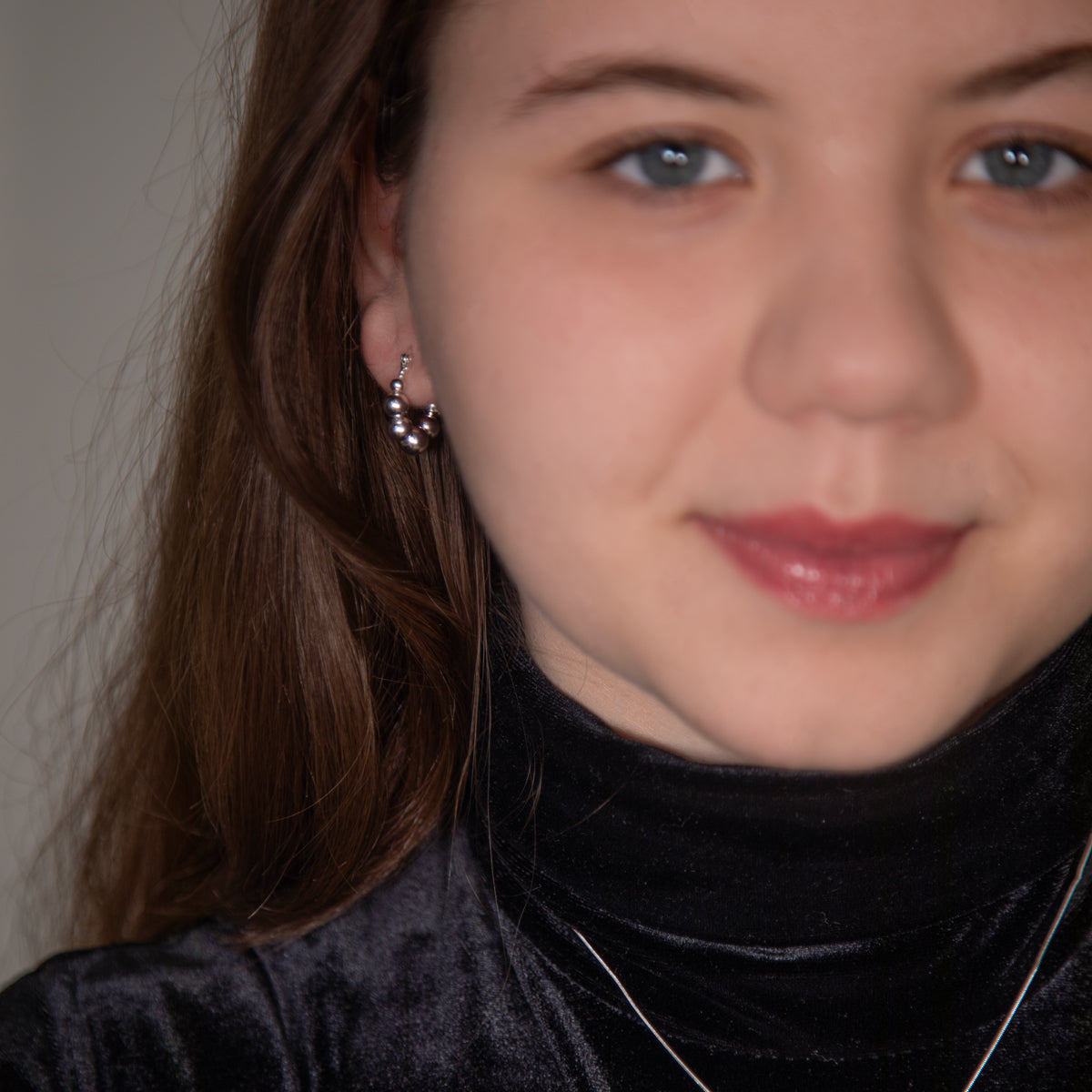 Bead Round Huggie Earrings