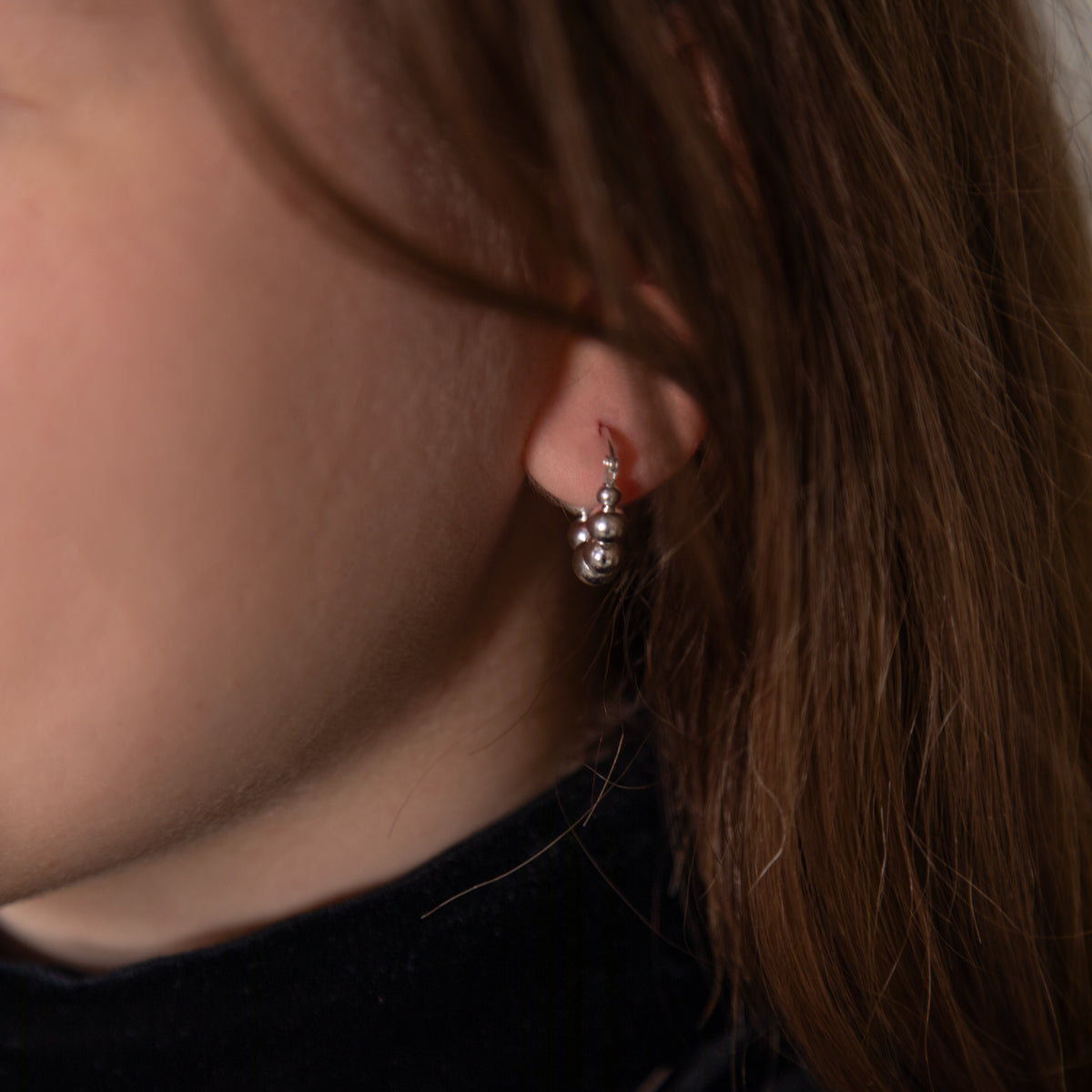 Bead Round Huggie Earrings