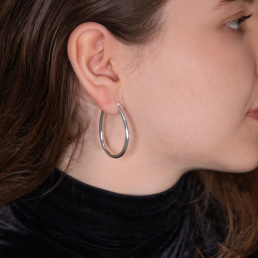 Modern Silver Hoop Earrings
